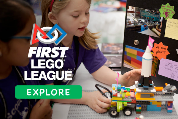 Students collaborating during a FIRST LEGO League robotics session